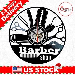 Barber Shop Clock Vinyl Art Decor Hairdresser Gift
